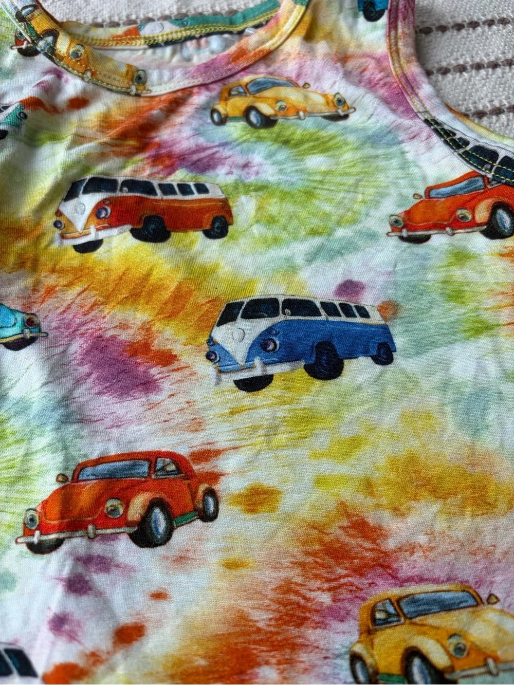 Posh Peanut Tie-Dye Camper Van Sleeveless Romper - Multicolor